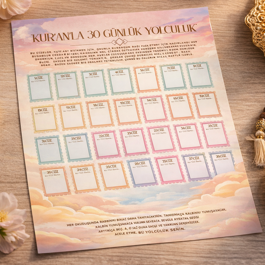 Kur'an'la 30 Günlük Yolculuk Çizelgesi(HEDİYE)